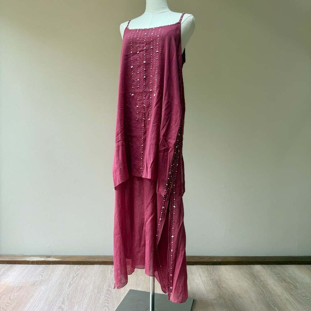 Pink Shirt Dress with Rock Beads and Layers